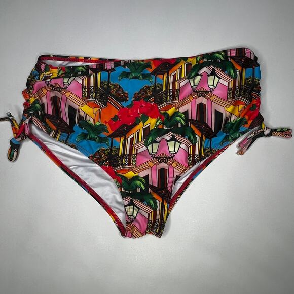 Sporlike Floral Ruffle High Waist Two Piece Swimsuit New L - Picture 8 of 10